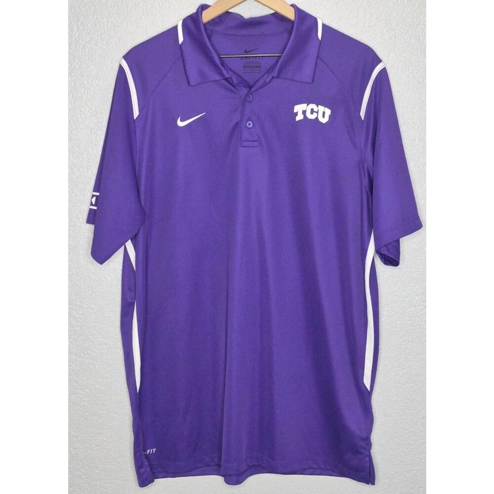 TCU Horned Frogs Nike DRI-FIT Purple Sport Polo Shirt Men's Size Large